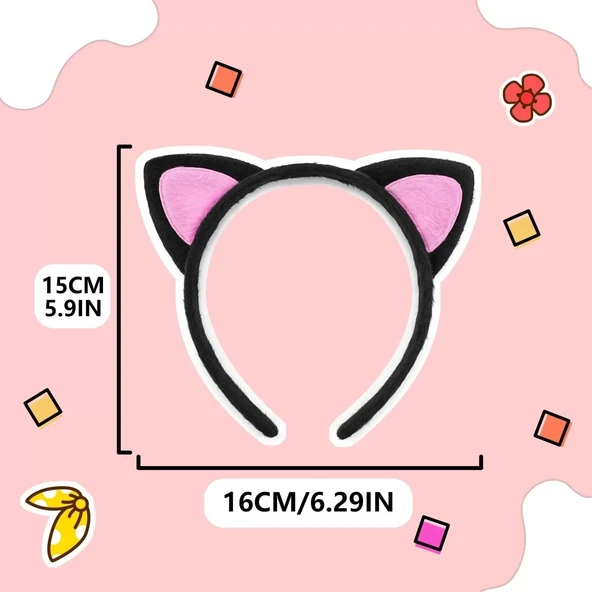 Kedi Kulak Taç Etek Kuyruk Ve Papyon 4 Lü Set Çocuk Pembe - 3