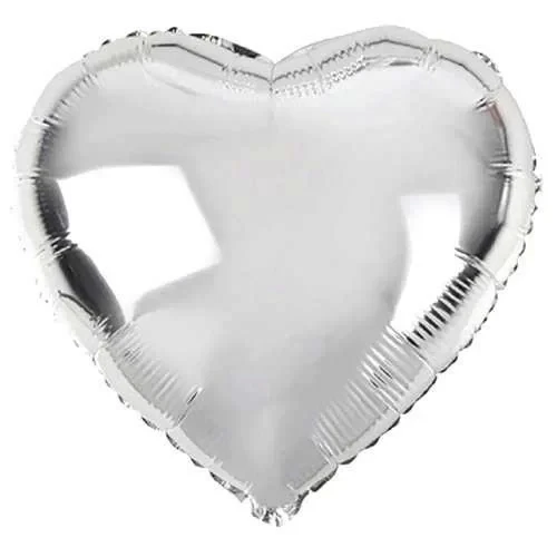 Kalp Şekilli Gümüş Renk Folyo Balon 45 Cm 5 Adet - 2