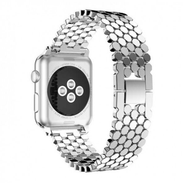 Apple Watch Bal Peteği Desenli Metal Kordon 42mm (Seri 2 3 4 5 6 SE)
