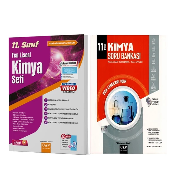 Çap Yayınları 11. Sınıf Fen Lisesi Kimya Seti ve Soru Bankası Seti 2 Kitap
