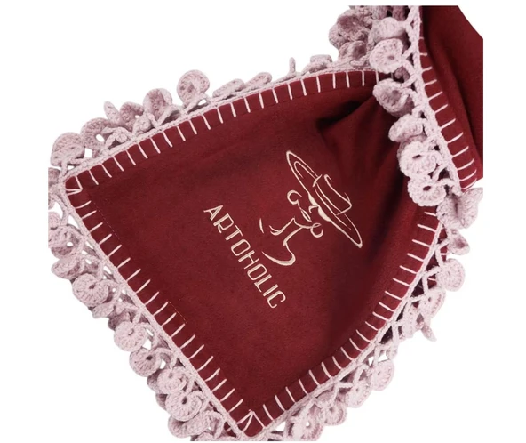 Artoholic bordo polar nakışlı atkı - 3