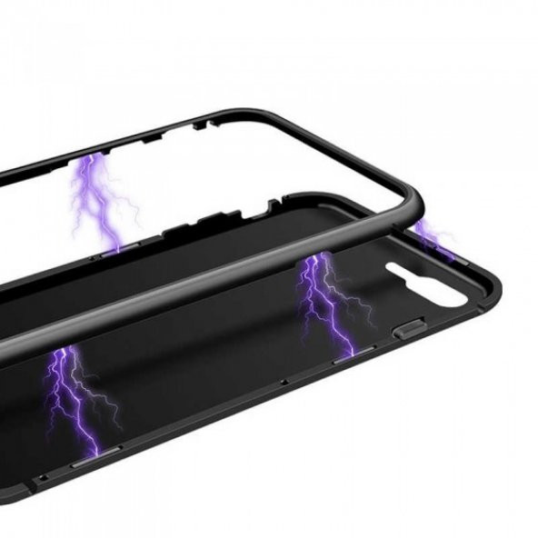 Apple iPhone 7 Plus Kılıf 360 Derece Korumalı Çift Parçalı Mıknatıslı Arkası Cam Kapak - 5