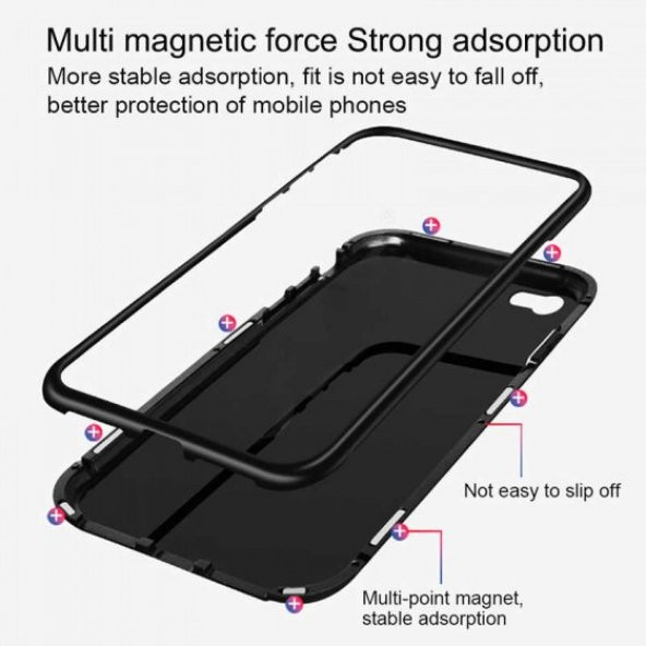Apple iPhone 7 Plus Kılıf 360 Derece Korumalı Çift Parçalı Mıknatıslı Arkası Cam Kapak - 11
