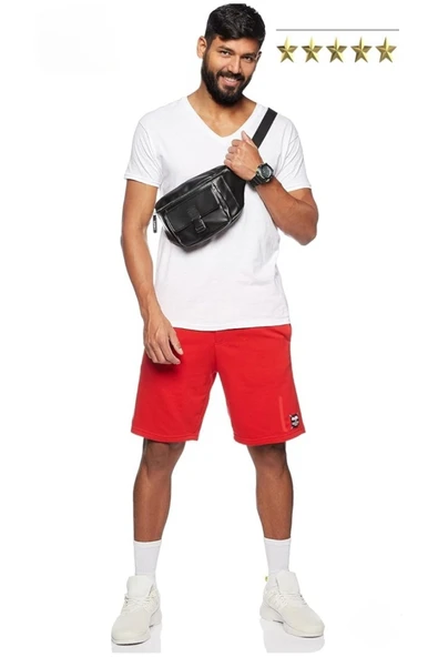 Pamuklu V Yaka Kısa Kollu T-Shirt BEYAZ - Resim 2