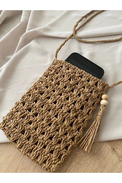 Hasır Telefon çantası ,kağıt ip çanta - Resim 5