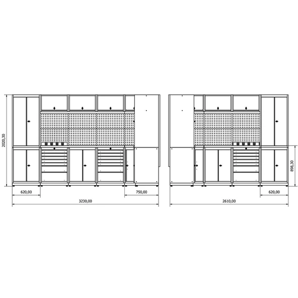 3.2m x 2.6m Modüler Köşe Çalışma Tezgahı İE.36.18.81 - 4