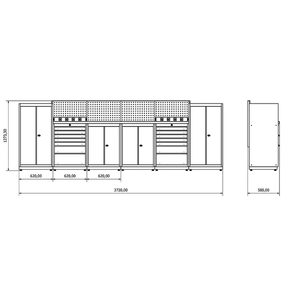 3.7 Metre Modüler Çalışma Tezgahı İE.36.18.34 - 4