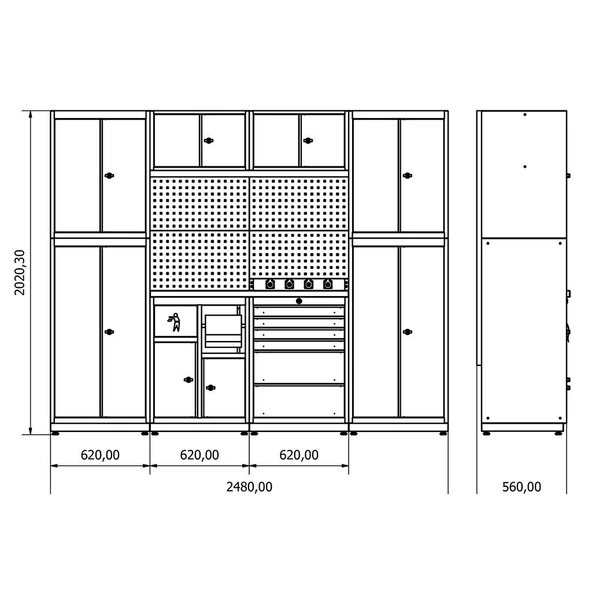2.4 Metre Modüler Çalışma Tezgahı İE.36.18.17 - 4