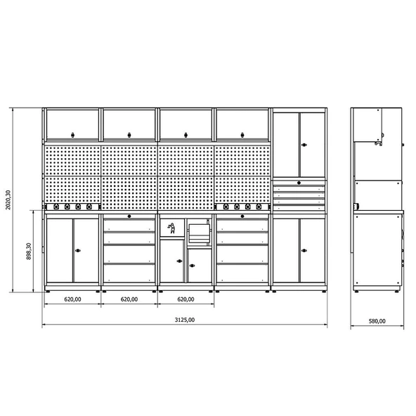 3.1 Metre Modüler Çalışma Tezgahı İE.36.18.20 - 4