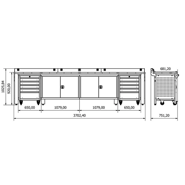 3.7 Metre Çalışma Tezgahı İE.36.15.21 - 4