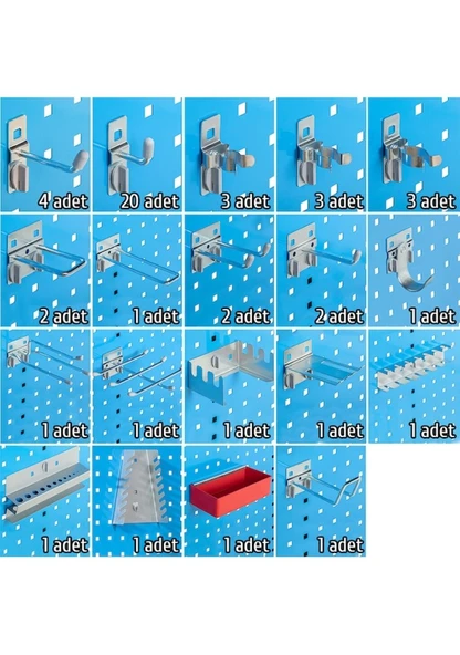 Alet Asma Panosu 190x91 cm Aksesuarlı Set İE.AP.19.2 - 4
