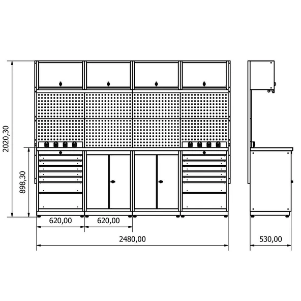 2.4 Metre Modüler Çalışma Tezgahı İE.36.18.16 - 7