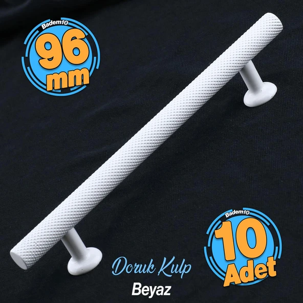 10 Adet Doruk Beyaz Metal Kulp 96 mm-9.6 cm Mobilya Çekmece Mutfak Dolabı Dolap Kulbu Kulpu Beyaz