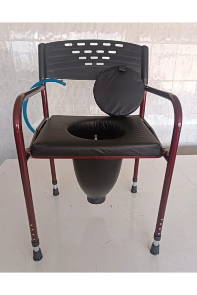 medikaltec Taharet Musluklu Döşemeli Engelli Yaşlı Hasta Tuvalet Sandalyesi Seyyar Katlanır Klozetli Wc li - 7
