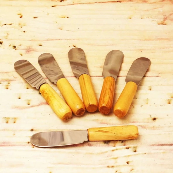 Tereyağı Bıçağı - Mini Spatula Ahşap Saplı 6 Adet - 4