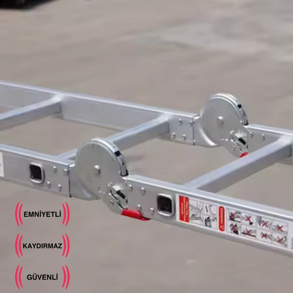 Endokon PLATFORMLU 3,46 Metre - 12  Basamaklı Katlanır Akrobat Merdiven - Büyük Menteşe - Kalın Profil - 8