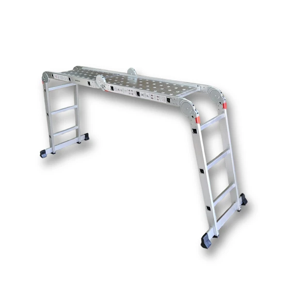 Endokon PLATFORMLU 3,46 Metre - 12  Basamaklı Katlanır Akrobat Merdiven - Büyük Menteşe - Kalın Profil - 3