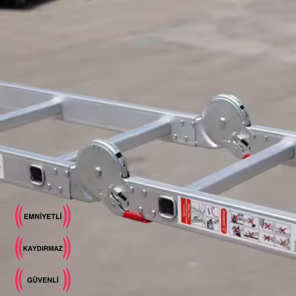 Endokon 5,64 Metre - 20 Basamaklı Katlanır Akrobat Merdiven - Büyük Menteşe - Kalın Profil - 6