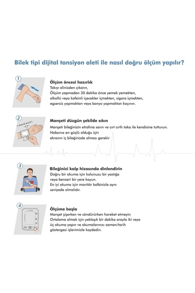 VZN Bilekten Otomatik Digital Tansiyon Aleti Dbp-2141 (5 YIL GARANTİLİ) - Resim 4