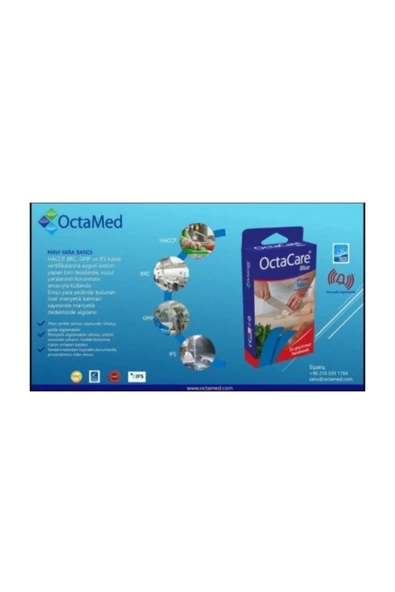 Octacare Mavi Yara Bandı 100 Adet Dedektör Duyarlı Su Sıvı Geçirmeyen Mavi Yara Bandı ürün görseli