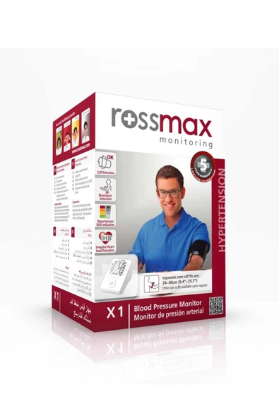 Rossmax X1 Otomatik Üst Kol Tipi Tansiyon Ölçer Hareket Algılama Risk Göstergesi