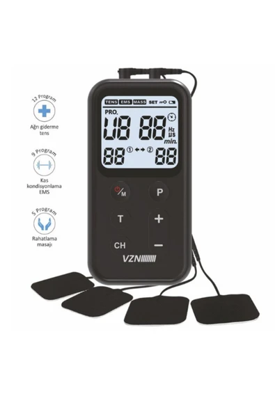 VZN medical equipment Vzn Tens Cihazı- Kombo Elektroterapi Cihazı 3'Ü 1 Arada EMS-TENS-MASAJ Özellikli
