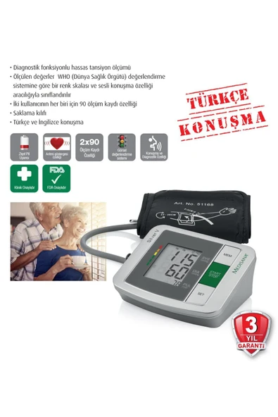MEDİKALCİM Medisana Türkçe Konuşan Tansiyon Ölçme Cihazı