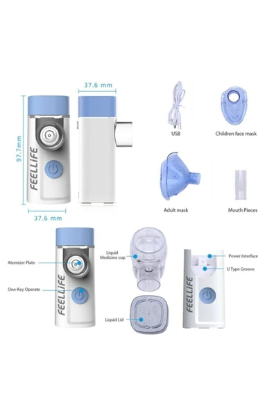 FEELLİFE Air Pro 3 Nebulizator El Tipi Mini Mobil Şarjlı Nebülizator Sessiz Mesh Mobil Nebül * Yeni - 2