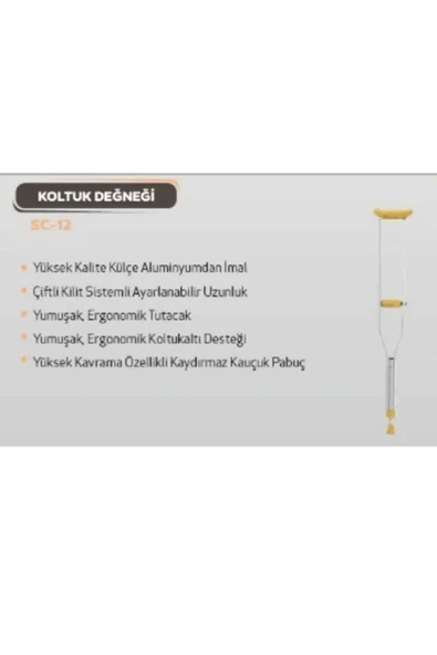 MEDİKALCİM Alüminyum Koltuk Değneği - 2 Adet - Resim 4