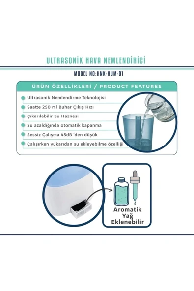 Nimo 2 Yıl Hnk-hum-01 Ultrasonik Hava Nemlendirici Beyaz - 2