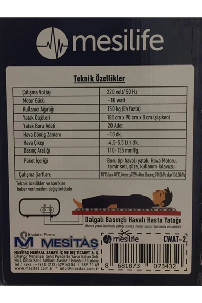 Mesitaş Mesilife Boru Tipi Ventilasyonlu Havalı Yatak Sistemi - Resim 3