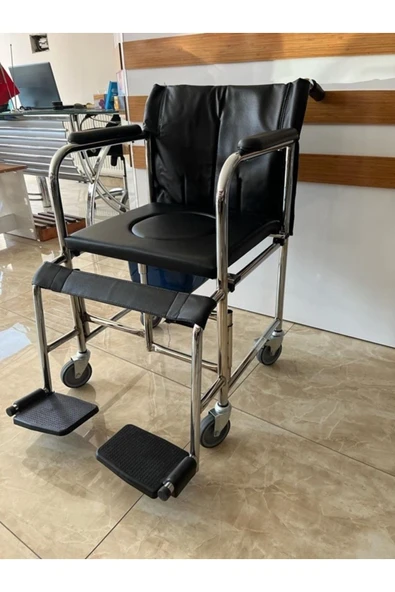 Güneysan Koridor Arabası Krom Kaplı Tekerlekli Hasta Tuvaleti Komot Koridor - Resim 3