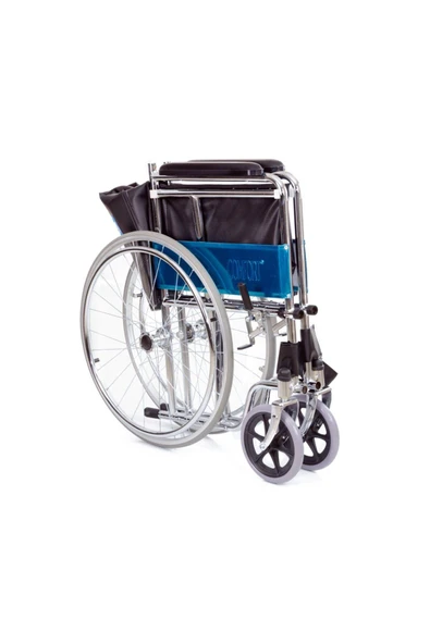 MEDİKALCİM Comfort Plus BZ809 Derili Nikelaj Kaplı Standart Tekerlekli Sandalye - Resim 3