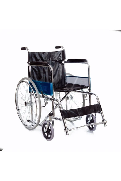 MEDİKALCİM Comfort Plus BZ809 Derili Nikelaj Kaplı Standart Tekerlekli Sandalye ürün görseli