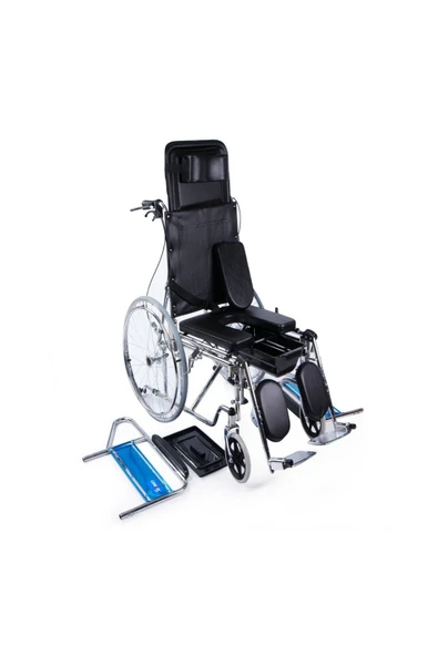MEDİKALCİM Comfort Plus KY608GC Sırtı Yatar Ayak Kalkar Tuvalet Özellikli Tekerlekli Sandalye - Resim 4