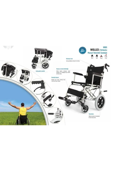 MEDİKALCİM Hafif Refakatçı Tekerlekli Sandalye - Resim 4