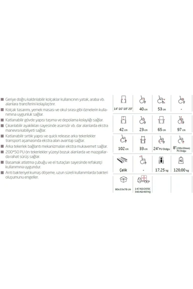 MEDİKALCİM Golfi G-130 Manuel Tekerlekli Sandalye - Resim 4