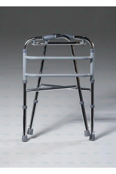 MEDİKALCİM Walker Wolker Haraketli Katlanabilir Hasta Yürüteci Lüx Aliminyum Parlak Krom - Resim 3