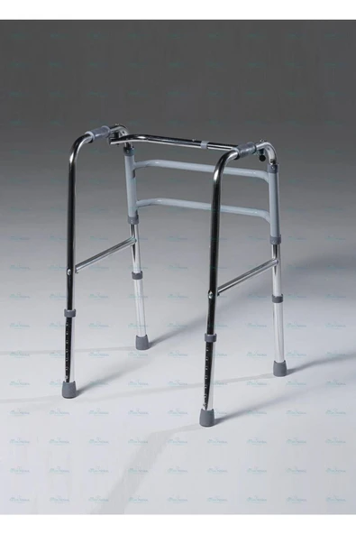 MEDITERIAN Walker Wolker Haraketli Katlanabilir Hasta Yürüteci Lüx Aliminyum Parlak Krom - Resim 2