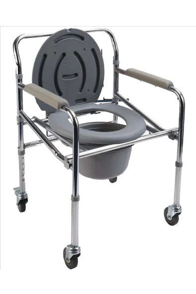 MEDİKALCİM PR-771 Katlanır Komot Tekerlekli Tuvalet Arabası - Resim 2