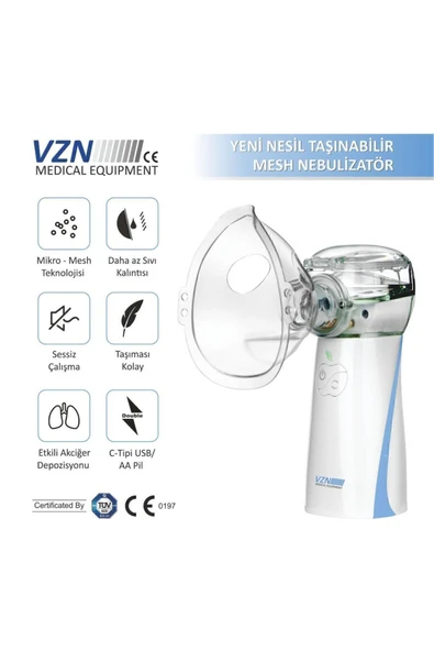 VZN Taşınabilir Yeni Mesh Nebulizatör Şarjlı,kademe Ayarlanabilir 3 Kademeli(LT-N200) - 4