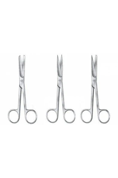 MEDİKALCİM Cerrahi Makas 14,5 cm Küt / Küt tungsten 3 parça ürün görseli