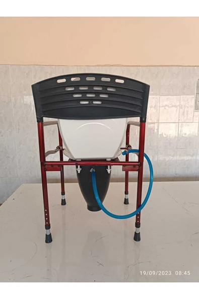 MEDİKALCİM Taharet Musluklu Hasta Lazımlığı Klozeti Tuvaleti Banyosu Direk Wc Seyyar Sandalyesi Katlanabilir - Resim 7