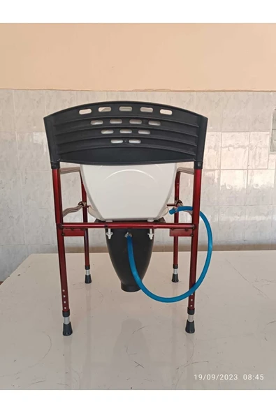 tuumex Taharet Musluklu Hasta Wc Sandalye Klozet Direk Wc Tuvalete Seyyar Sandalye Kolay Katlanır - Resim 7