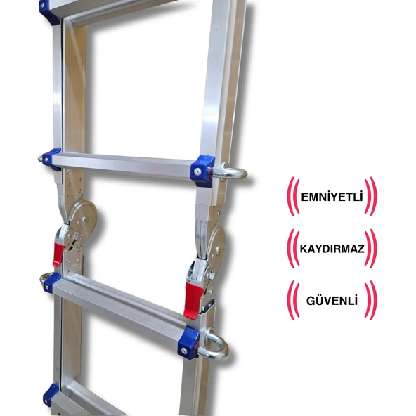 Endokon 398 cm. 14 Basamak A ve I Tipi Katlanıp Uzayabilen Mini Dev Alüminyum Merdiven - 5