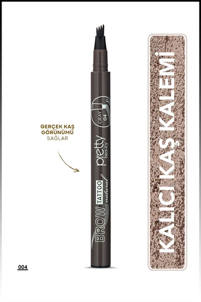 Pretty Kaş Kalemi 04 - Doğal Siyahımsı Gri Tattoo Suya Dayanıklı Likit Pencıl - 4