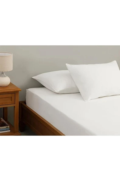 Düz Beyaz Pamuk Saten Lastikli Çarşaf Seti 3 Farklı Ebat ürün görseli 1