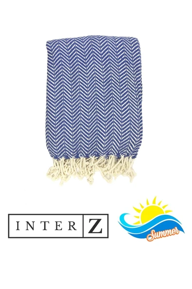 %100 Pamuk Plaj Havlusu, Xxl 100x180cm, Marmaris, Lacivert