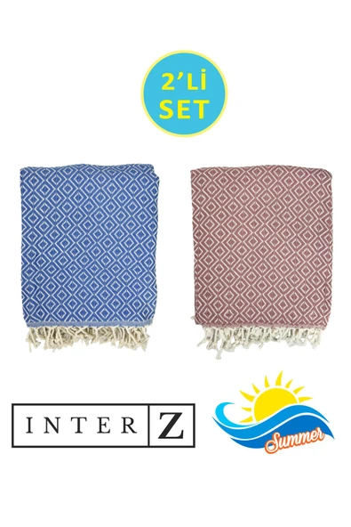 2'li Set Peştemal Plaj Havlusu , %100 Pamuk , Xxl 90x170cm, Bodrum