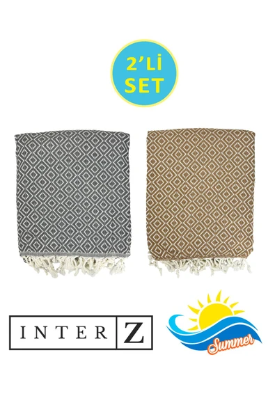 2'li Set Peştemal Plaj Havlusu , %100 Pamuk , Xxl 90x170cm, Bodrum